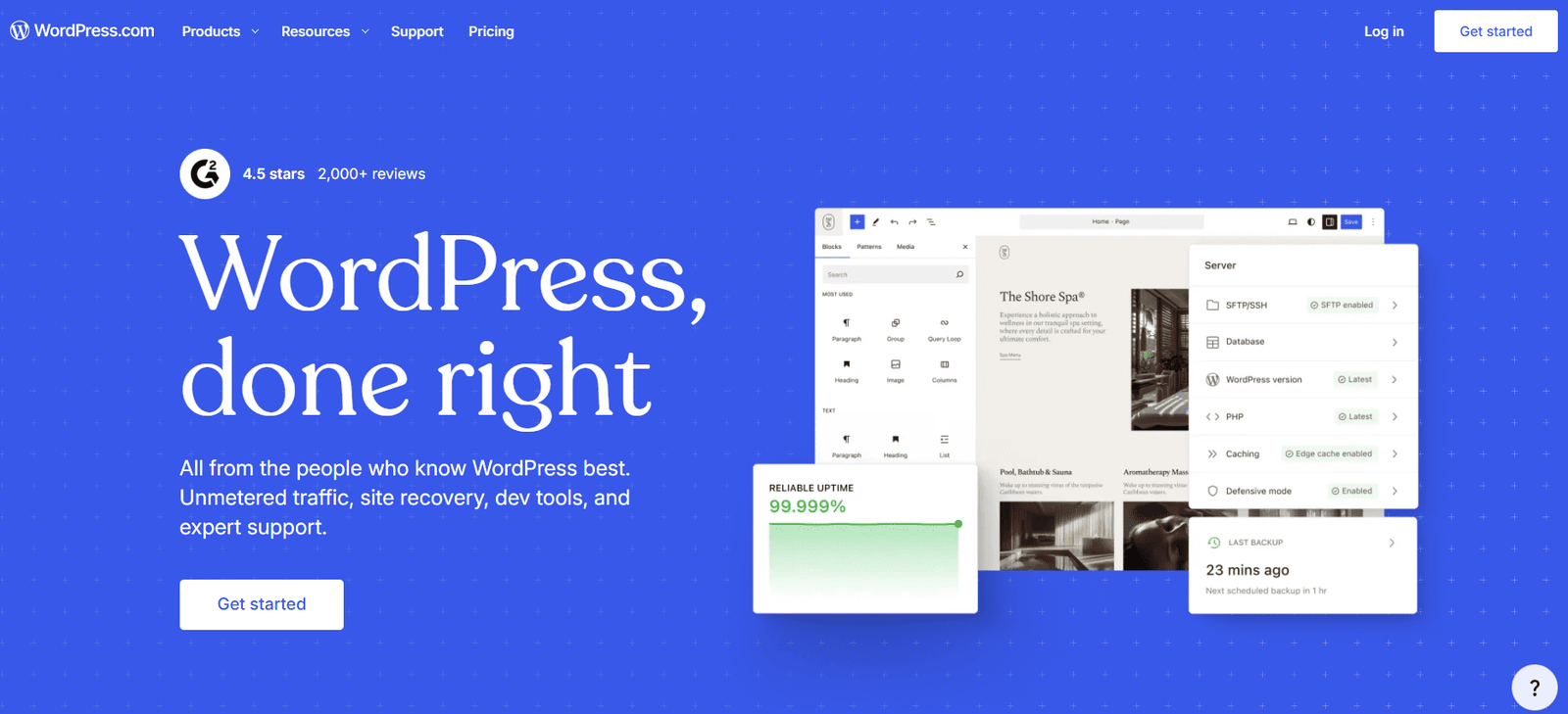 WordPress.com AI website builder interface with website preview