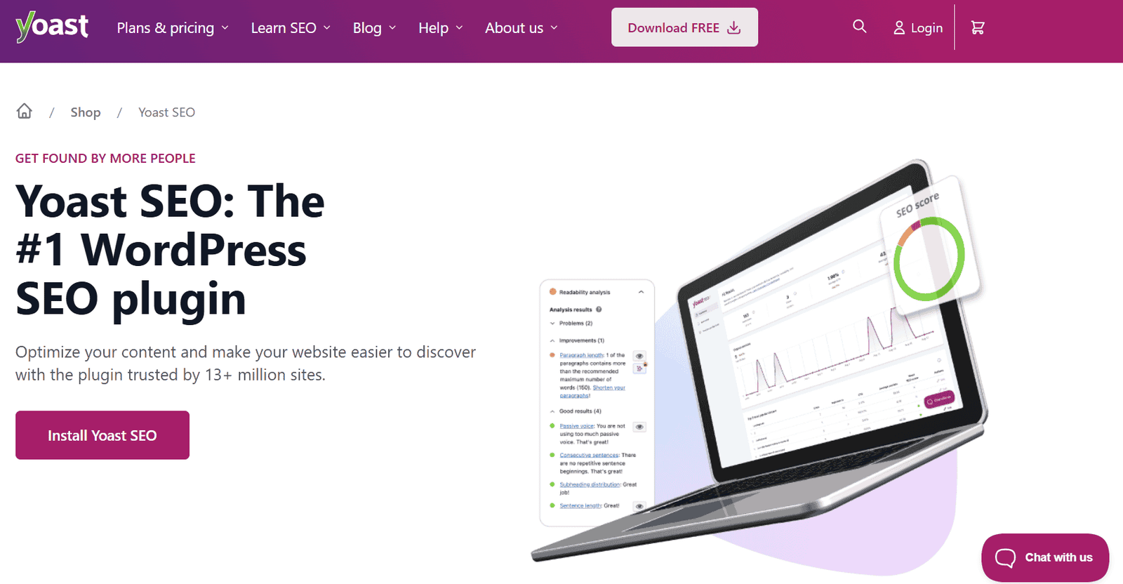 Yoast SEO WordPress plugin screenshot showing its SEO interface