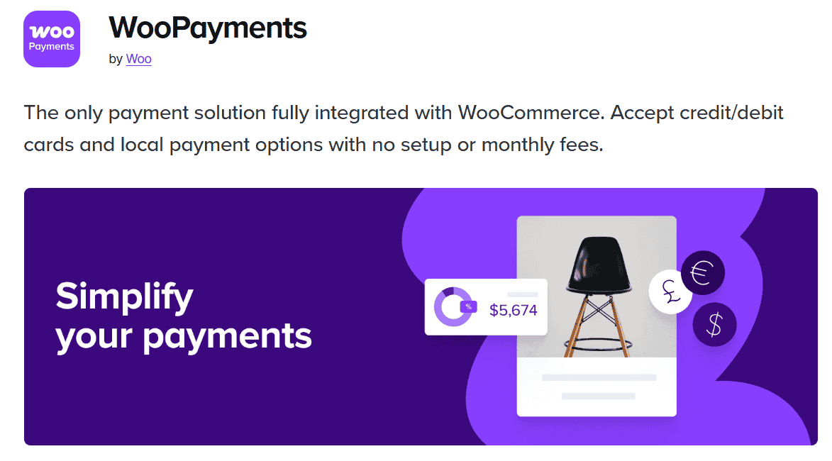 WooPayments interface screenshot showing payment management in WooCommerce